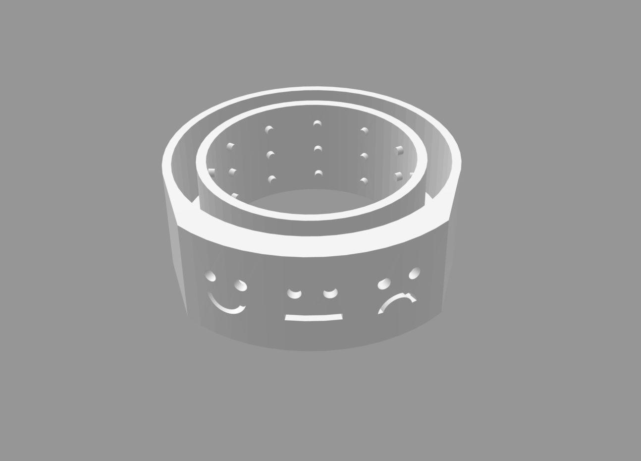OnShape CAD model of Glow Tap with dot texture interior and smiley-face cutouts